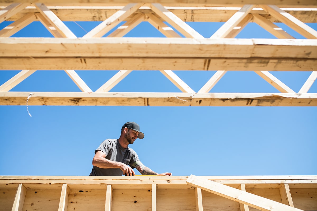 Adam Smith framing for Blueprint Construction in Mahone Bay, NS